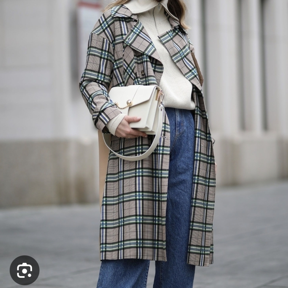 Birgitte Herskind Rene Checkered Plaid Oversized Trench Coat